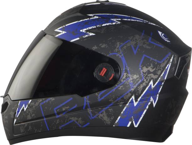 Steelbird SBA-1 R2K LIVE Full Face Helmet in Matt Black/Blue with Smoke Visor Motorbike Helmet