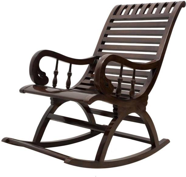Artesia Teakwood Rocking Chair For Living Room / Garden - Rosewood Finishing for adults/Grand parents Solid Wood 1 Seater Rocking Chairs
