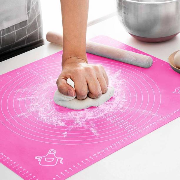 HEZKRT ® [50 x 40 cm]Non-Stick Silicon Reusable Pastry Fondant Dough roti chapati Rolling Baking Sheet mat with Measurements Food-grade Silicone Baking Mat