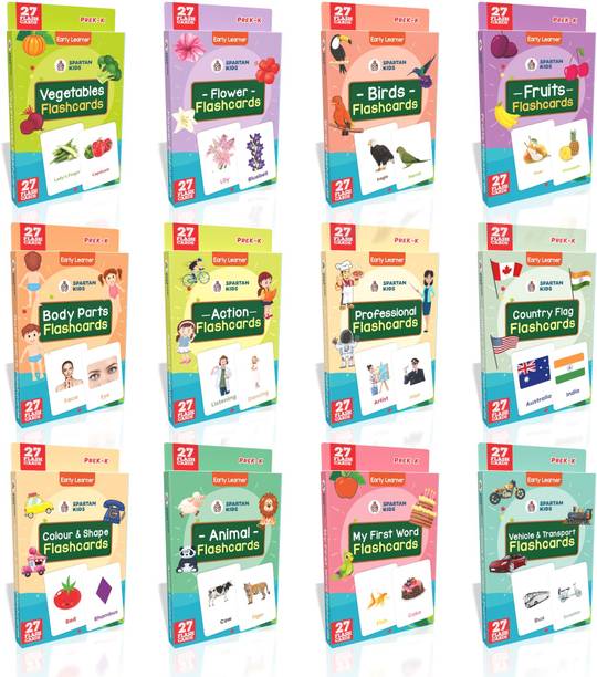 spartan kids Flash Cards (Mega Combo Pack) Early Learning Flash Cards For Kids (Set of 12)