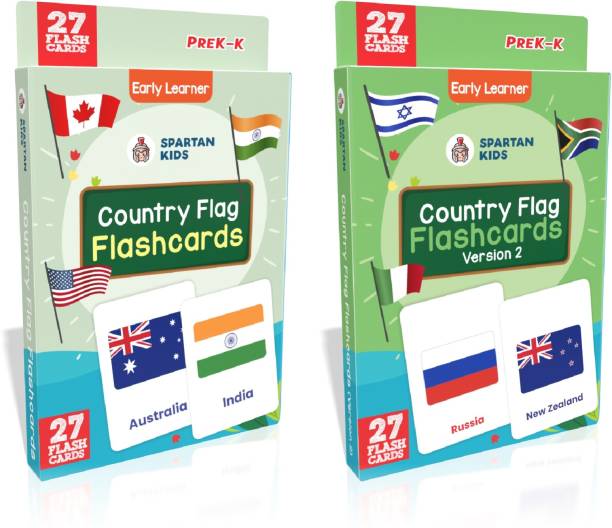 spartan kids Country Flag Flash Cards Easy & Fun way of Learning-1yr-6yr Kids (Set of 2)