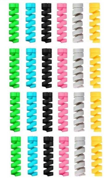 XBOLT Silicone Spiral Charger Cable Protector and Saver || Data Charging Cable Cord Protective Cover for All Android and iPhone Smartphones (24 pcs ). Cable Protector