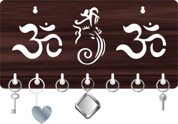 Arpita Crafts Om Ganesh Wood Key Holder