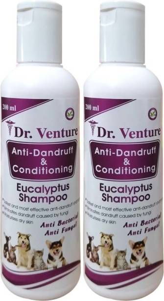 Dr Venture Anti-Dandruff & Conditioning Eucalyptus Dog & Cat Shampoo Anti-Bacterial & Anti-Fungal 200 ML Pack of 2 Anti-microbial, Conditioning, Anti-fungal, Anti-dandruff, Allergy Relief, Whitening and Color Enhancing, Anti-itching Eucalyptus Dog Shampoo