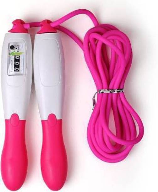 Sky Adjustable Skipping Jump Rope With Manual Counter Meter (White and pink color) Kids Skipping Rope