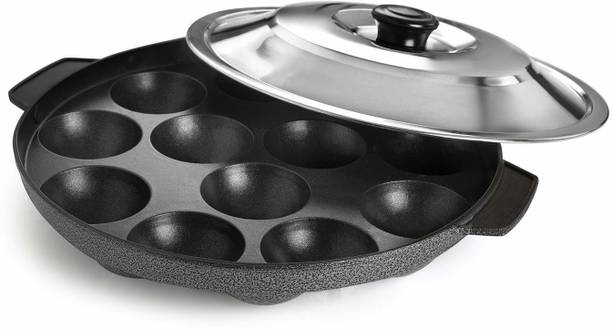 cello Non-Stick 12 Cavity Appam Patra Paniarakkal with Lid 1 L capacity 25 cm diameter