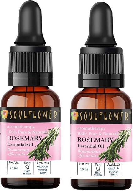 Soulflower Rosemary Essential Oil Combo 100% Pure, Natural and Undiluted for Hair, Skin and Face (15ml each with dropper) (30 ml)| 100% Pure, Natural and Undiluted for Hair, Skin and Face