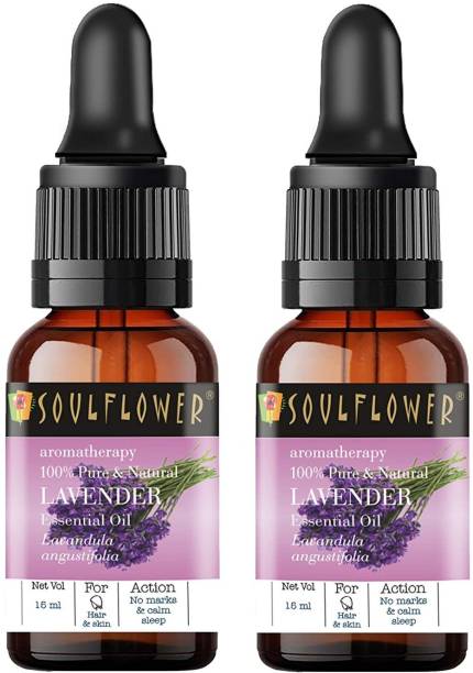 Soulflower Lavender Essential Oil Combo 100% Pure, Natural and Undiluted for Hair, Skin and Face (15ml each with dropper) (30 ml)| 100% Pure, Natural and Undiluted for Hair, Skin and Face