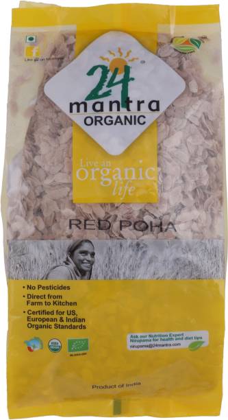 24 mantra ORGANIC Organic Red Poha/Flattened Red Rice/Erra Atukula (500 g) Red Poha