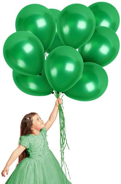 CherishX.com Solid Metallic Colour Balloons for Party Decorations Pack of 50 - Green Metallic Balloon