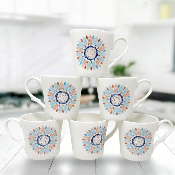 UPC Exquisite Collection - Fine Bone China Ceramics Coffees Set of 6 - Premium Quality Bone China Coffee Mug