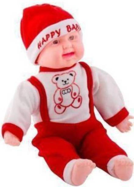 3dseekers Baby Musical/Laughing Boy/Laughing Doll | Toy & Birthday Gift | Unique Doll for Baby Boy & Baby Girl, Children, Kids Small (14X6) (Red, White)