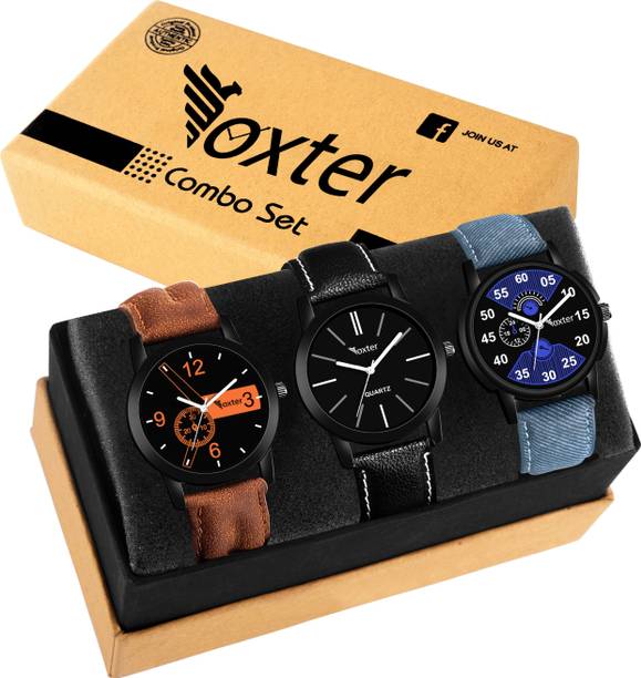 FOXTER Latest Combo of 3 Brown & Blue & black Belt Analog Watch – For Men Analog Watch – For Men – Buy FOXTER Latest Combo of 3 Brown & Blue &…