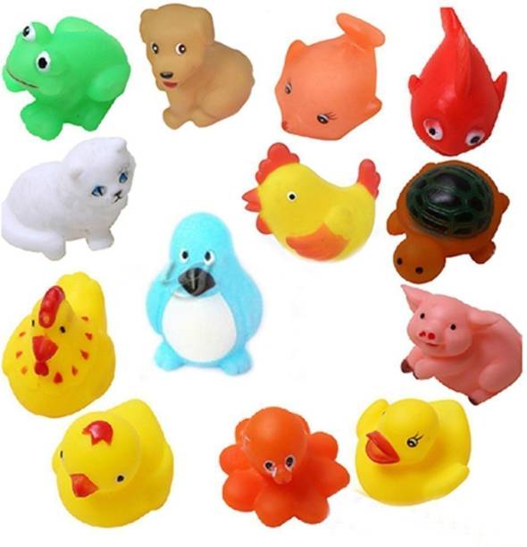 Fayme International Soft Bath Chu Chu Sound Toys For Kids - Set Of 12 Bath Toy (Multicolor) Rattle