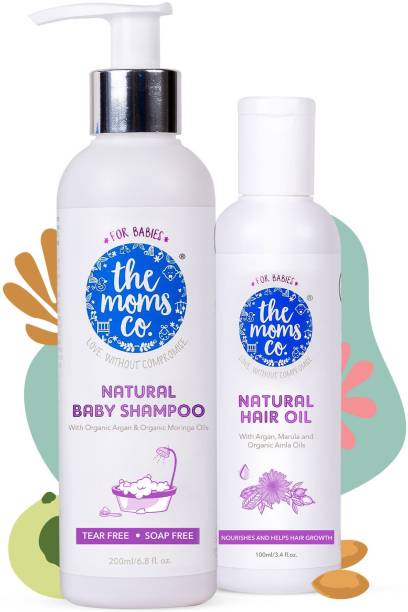 The Moms Co. Natural Baby Shampoo & Hair Oil with Argan, Avacado & Amla Oils|Tear & Soap Free