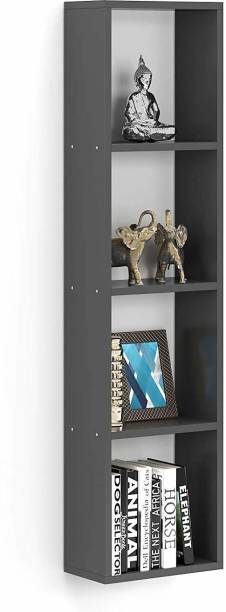 Furnifry Wall Mount Wooden Book Shelf/4 Tier Rack For Home Decor/Wall Display Case/ Engineered Wood Open Book Shelf