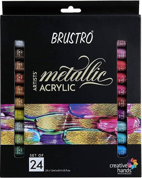 BRuSTRO Artists' Metallic Acrylic Set of 24x12ml