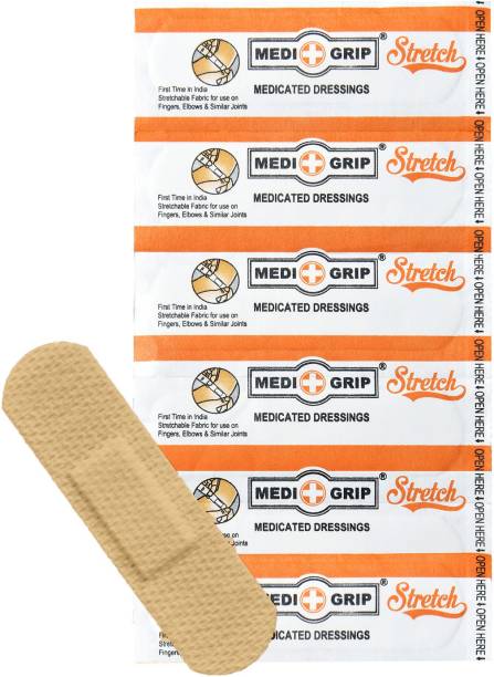 Medigrip Stretch First Aid Dressing Fabric (Pack of 200) Strong Adhesion Flexible Adhesive Band Aid