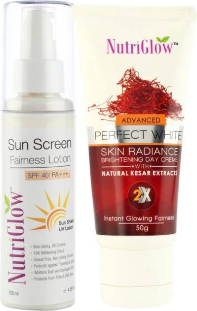 NutriGlow Skin Radian Day Crème (50 g) and Sunscreen Fairness Lotion 120 ml SPF 40