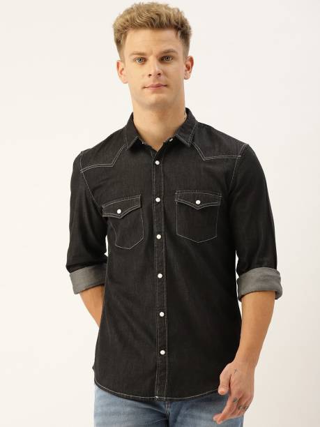 Men Slim Fit Checkered Button Down Collar Casual Shirt Price in India