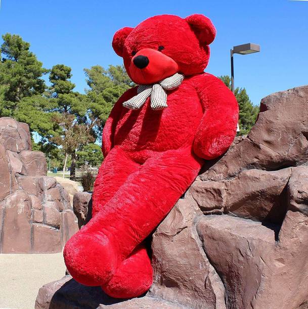 Swag Traders Long Soft Lovable huggable Cute Giant Life Size Teddy Bear washable Child Safe Best for Birthday Gift valentine Gift for Girlfriend 5 FEET RED  - 152 cm