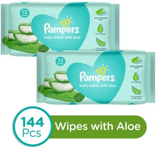 Pampers baby gentle wet wipes with aloe, 144 court 97% Pure Water (pack of 2)