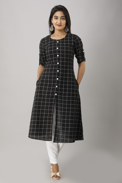 checked long kurti