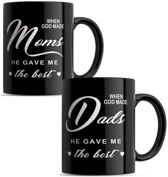 Square Designs Best Mom Dad Printed Coffee Milk Tea Cup 330 Ml Gifts for Mother, Father, Mother-in-Law, Father-in-Law, Birthday, Anniversary Gift Ceramic Coffee Mug