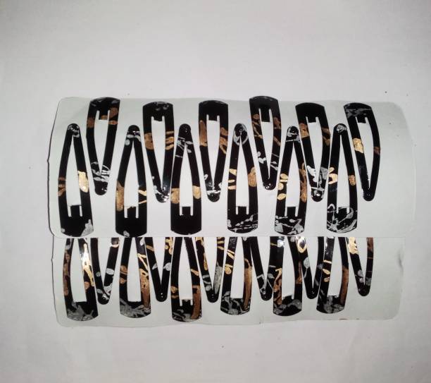 VAANYA Set of 24 Pcs-12 Pairs (6.5 cm) Premium Metal Triangular Tik Tak Hair Pins Hair Accessories for Girls and Womens Black Gold Tic Tac Clip (Black,Gold) Tic Tac Clip