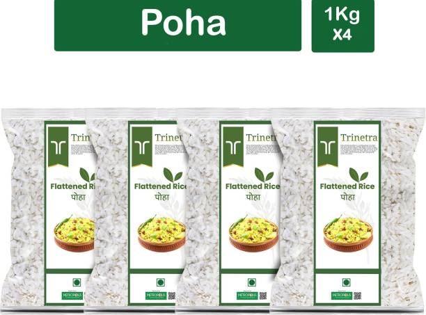Trinetra Best Quality Poha (Flattened Rice)-1Kg (Pack Of 4) Poha