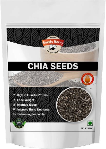 Seeds Berry Seeds Berry Raw Black Chia Seeds for Weight Loss with Omega-3 and Fiber, Calcium Rich 200gm