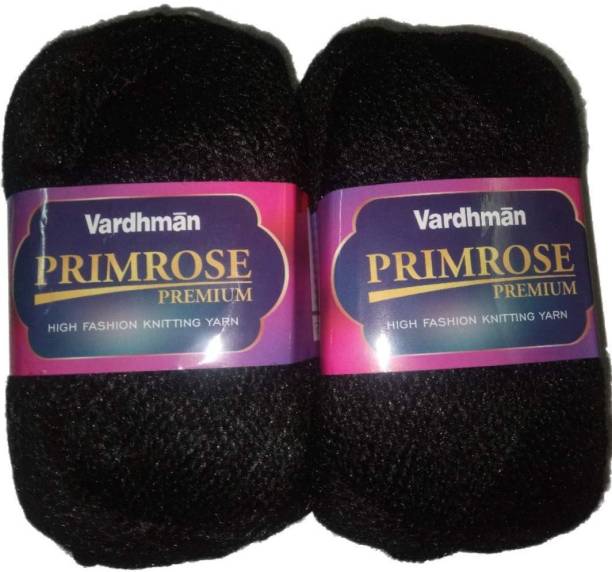 Vardhman Wool Primerose Wool Ball Hand Knitting Yarn/Art Craft, Needle Acrylic Knitting Yarn 100gm Each (200GM) Black Shade NO.05