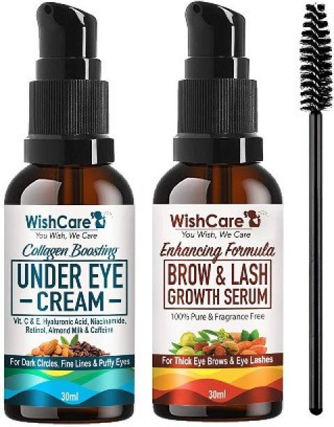 WishCare Ultimate Eye Care Combo - Under Eye Cream & Brow-Lash Growth Serum Oil Wrinkle Eye & Face Eraser