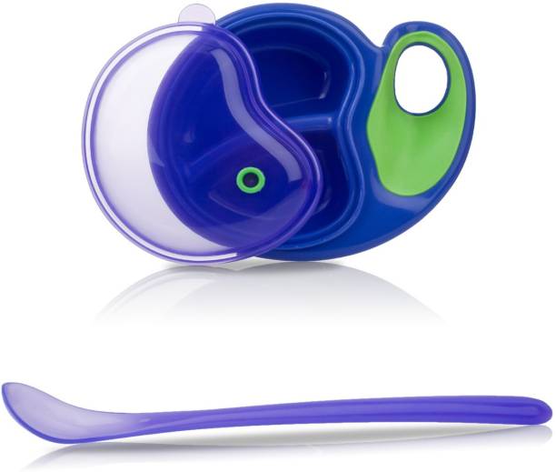 NUBY Easy Grip Bowl with feeding Spoon for your baby (Purple) 4Months+  - BPA Free Plastic