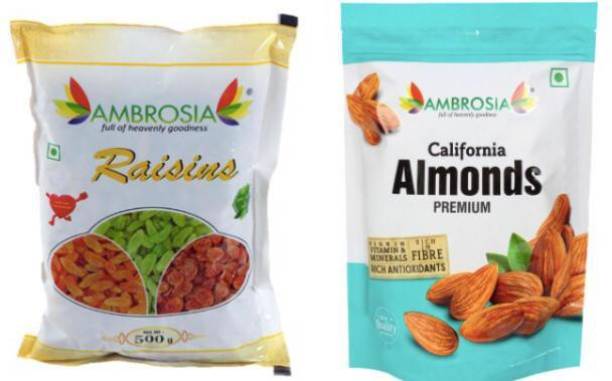 AMBROSIA Premium Almonds & Raisins Combo 1 kg Raisins, Almonds