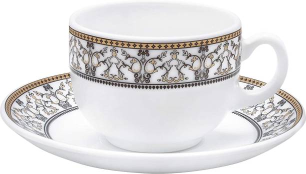 LAOPALA DIVA Pack of 12 Opalware Opalware Moroccan gold Cup Saucer Set 160 ml (Set of 12 pcs)