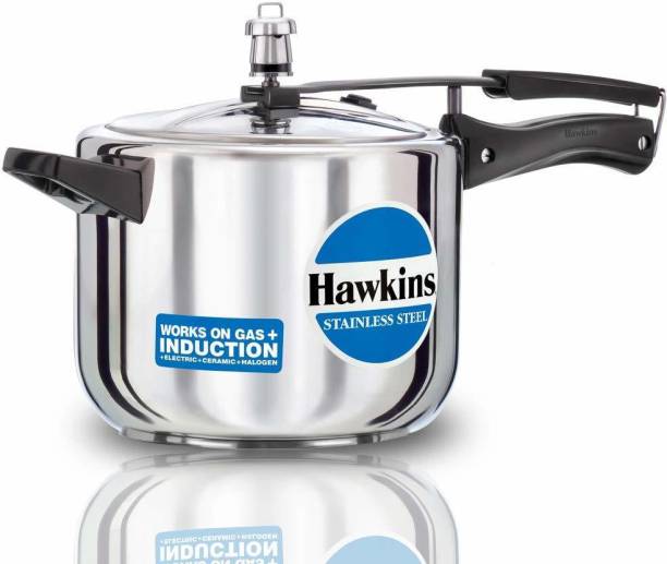 HAWKINS Stainless Steel Induction Compatible Pressure Cooker, 5 Litre, Silver (HSS50) 5 L Induction Bottom Pressure Cooker