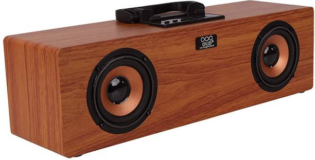 OUD Wooden Retro Bluetooth Wireless soundbar Speaker with phone holder 2 Large Subwoofer with multiple playback options USB/SD Card/FM 10 W Bluetooth Speaker
