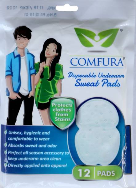 icome Comfura Disposable Underarm Sweat Pads -12 Pads for Men and Women Sweat Pads