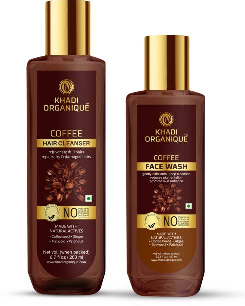 khadi ORGANIQUE Coffee Hair & Skin Care Combo Kit With Coffee Hair shampoo + Coffee face wash