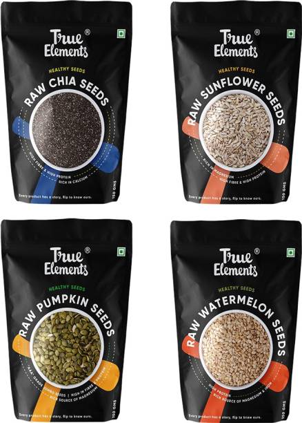 True Elements Healthy Raw Seeds Combo ( Chia, Sunflower, Pumpkin & Watermelon) Boost Immunity