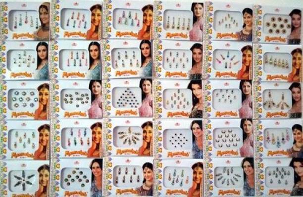 Laddu Gopal Daily Wear Indian Women Bindi Face Sticker Combo Pack of 30 Packet Bindis Forehead Multicolor Bindis