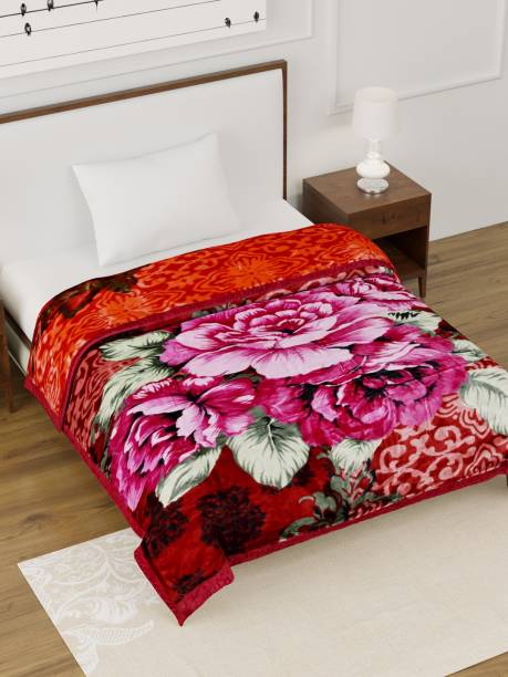 Bombay Dyeing Floral Single Mink Blanket for  Heavy Winter