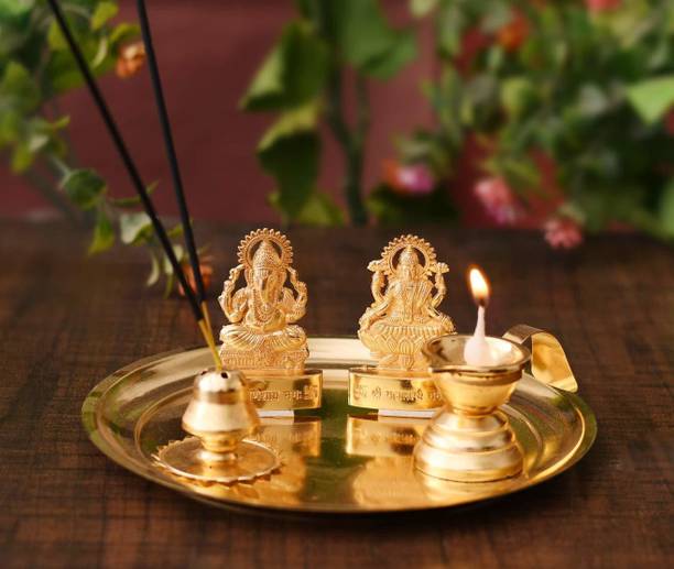 Collectible India Handicrafted pooja thali set Aluminium