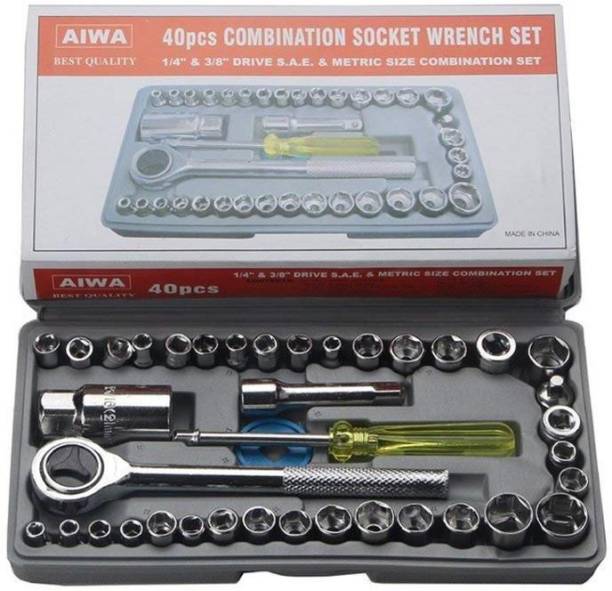 Aiwa 40 in 1 Screw Driver Set PCS Automobile Motorcycle Tool Box Set Socket Wrench Sleeve Suit Hardware Auto Car Repair Tools Socket Set