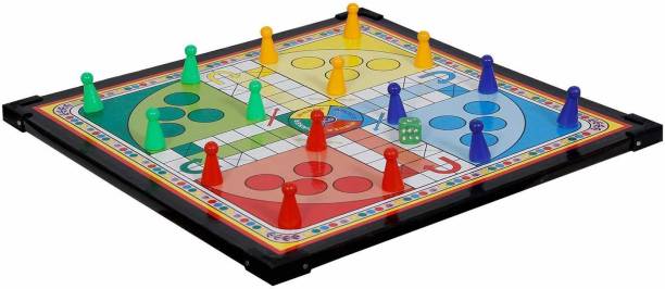 AQUILA 2 in 1 Cartoon Characters Ludo with Snake Ladder, Strategy & War Games Board Game Carrom Board Board Game