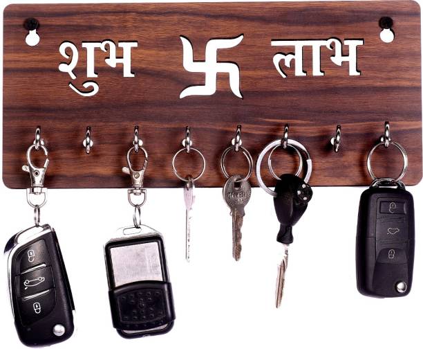 POCKESTER Shubh Labh Design Wood Key Holder
