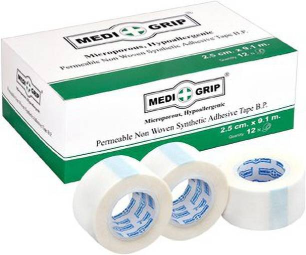 Medigrip Non Woven Microporous Paper Tape 2.5 cm X 9.1 m (Pack of 12) White First Aid Tape