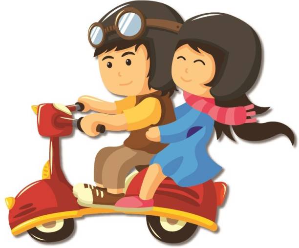 Bhai Please Couple Scooter Ride Wooden Fridge Magnet Fridge Magnet Pack of 1
