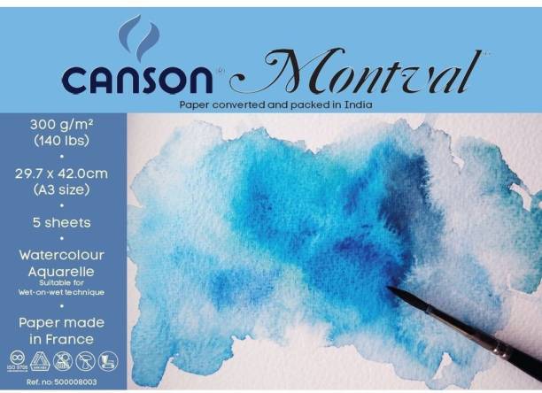 CANSON Montval MSA3300 Cold Pressed 5+2 Paper Sheets A3 300 gsm Watercolor Paper